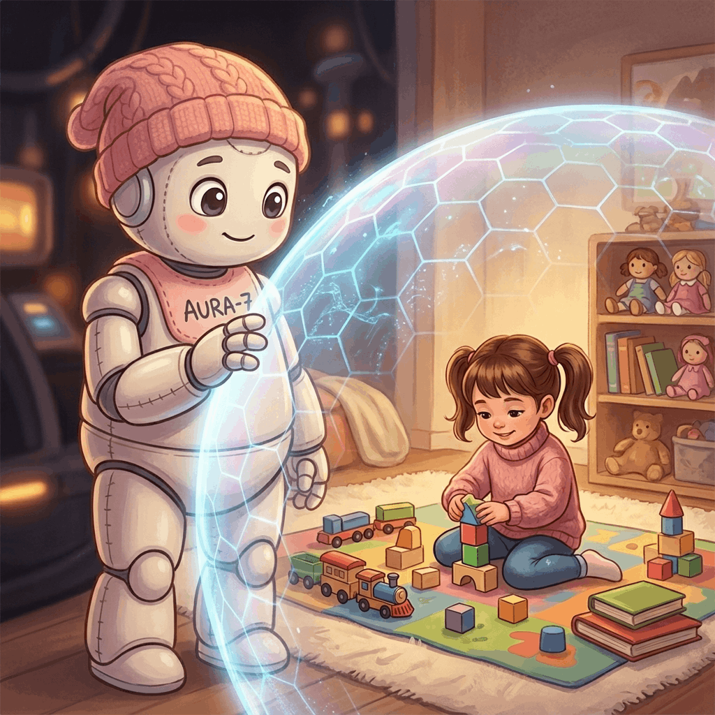 AIがやさしくフィルターしているイラスト